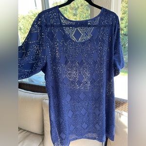 Denim and Company Navy Blue Bathing Suit Cover-Up. Size 1X.